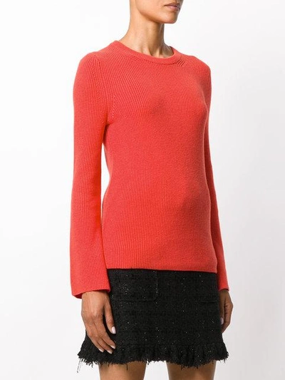 Shop Michael Michael Kors Belle-sleeve Ribbed Sweater - Red