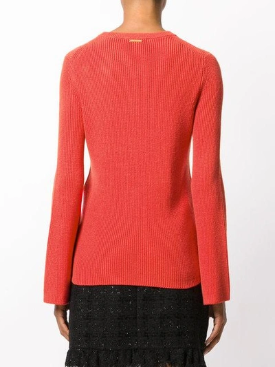 Shop Michael Michael Kors Belle-sleeve Ribbed Sweater - Red