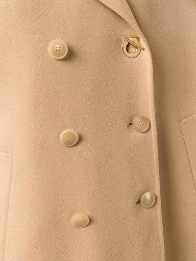 Shop Ferragamo Salvatore  Double Breasted Cape Coat - Nude & Neutrals