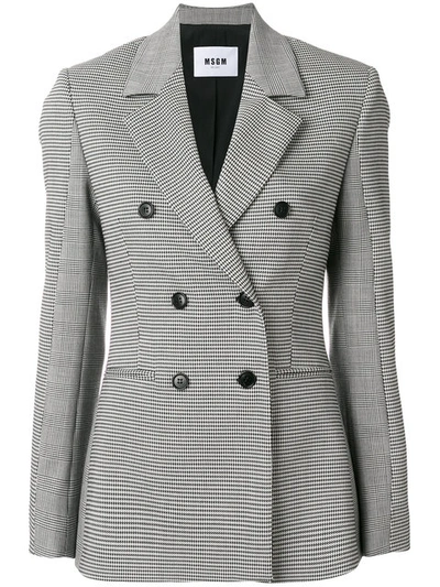 Msgm Houndstooth Double-breasted Blazer In Green
