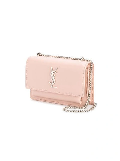 Shop Saint Laurent Pink Sunset Mini Monogram Leather Bag In Neutrals