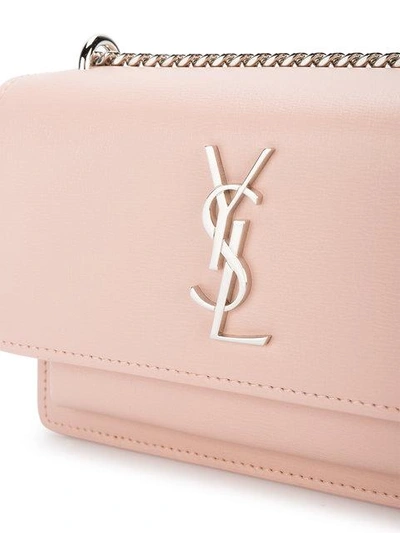 Shop Saint Laurent Pink Sunset Mini Monogram Leather Bag In Neutrals