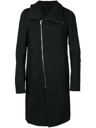 Shop Rick Owens Off-centre Zipped Coat - Black