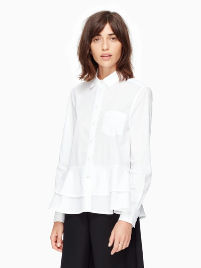 Kate Spade Poplin Ruffle Shirt In Fresh White