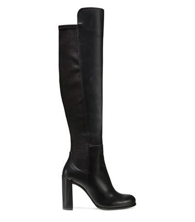 Shop Stuart Weitzman The Alljill Boot In Black Stretch Leather