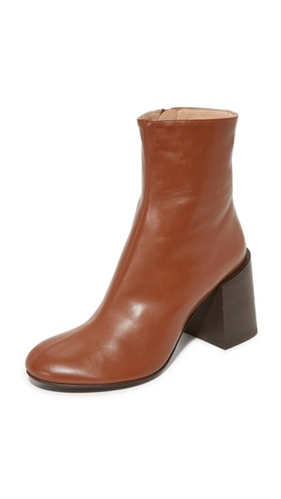 Acne Studios Saul Square-heel Leather Ankle Boots In Cognac Brown