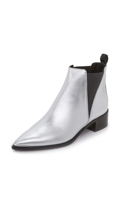 Acne Studios Jensen Alu Metallic Textured-leather Ankle Boots In Silver