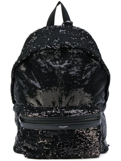 Shop Saint Laurent Classic City Sequin Backpack - Black