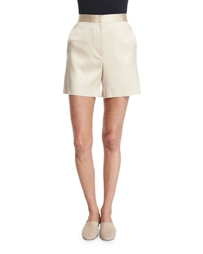 The Row Shors High-waist Slim-leg Shorts, Alabaster