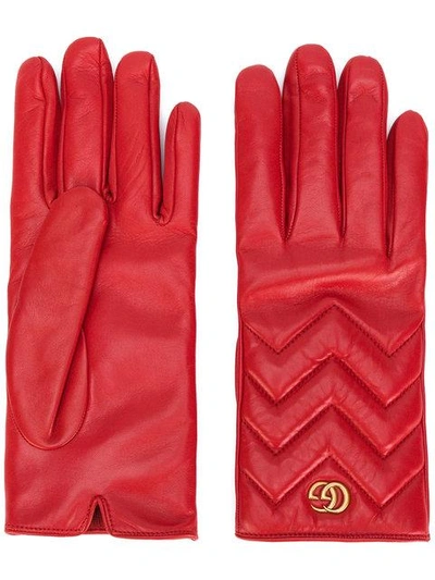 Shop Gucci Gg Marmont Gloves In Red