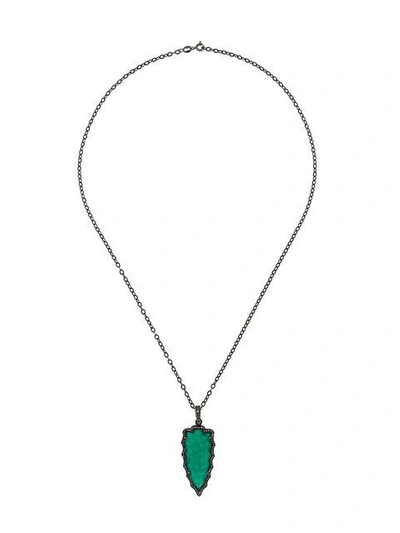 Shop Gemco Emerald And Diamond Dagger Pendant Necklace