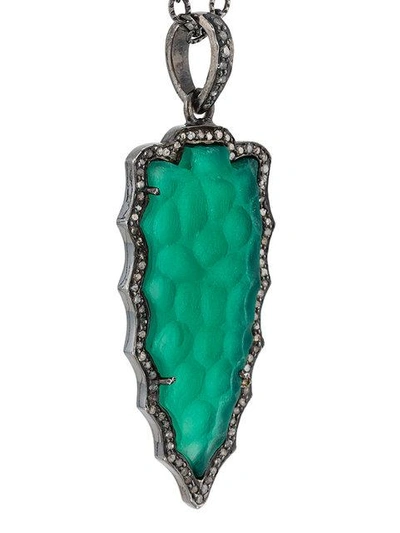 Shop Gemco Emerald And Diamond Dagger Pendant Necklace