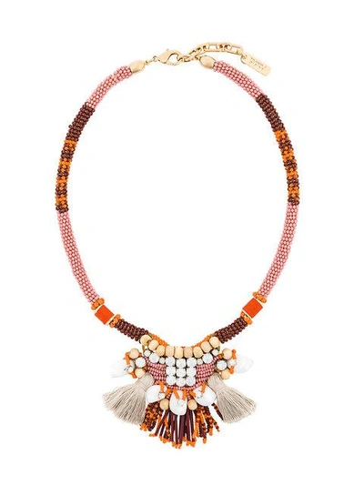 Shop Radà Bead And Tassle Necklace In Yellow