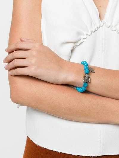 Shop Gemco Beaded Diamond Charm Bracelet In Blue