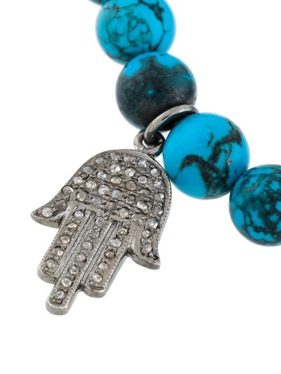 Shop Gemco Beaded Diamond Charm Bracelet In Blue