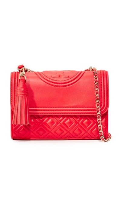 Shop Tory Burch Fleming Small Shoulder Bag In Red Volcano