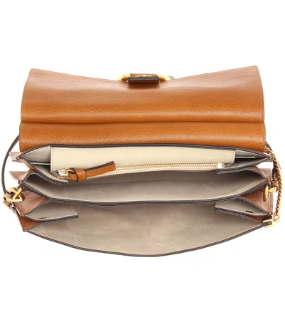 Shop Chloé Faye Suede-trimmed Leather Shoulder Bag In Er247 Caramel
