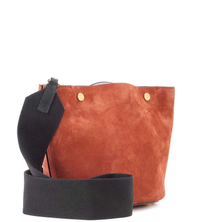 Shop Marni Suede Shoulder Bag In Brown