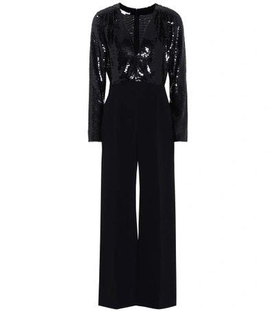 Shop Stella Mccartney Sequinned Silk Jumpsuit In Black