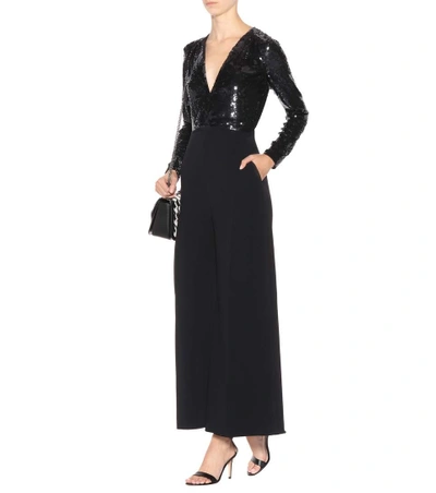 Shop Stella Mccartney Sequinned Silk Jumpsuit In Black