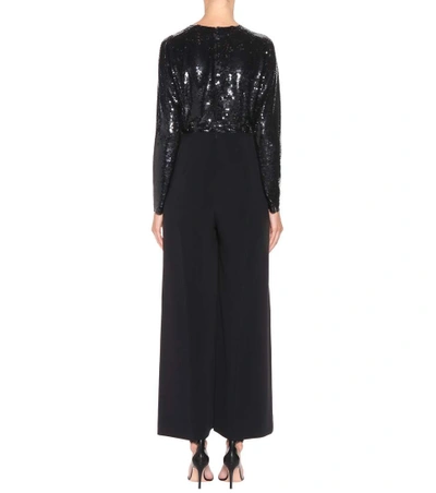Shop Stella Mccartney Sequinned Silk Jumpsuit In Black