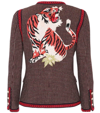 Shop Gucci Embroidered Wool Jacket In Multicoloured
