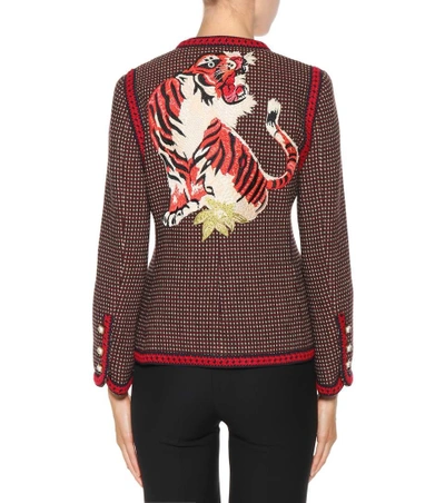 Shop Gucci Embroidered Wool Jacket In Multicoloured