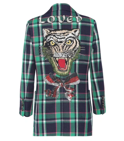 Shop Gucci Embellished Wool Jacket In Multicoloured