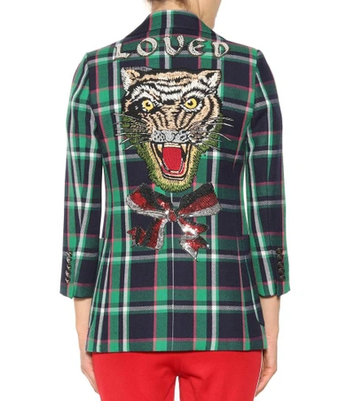 Shop Gucci Embellished Wool Jacket In Multicoloured