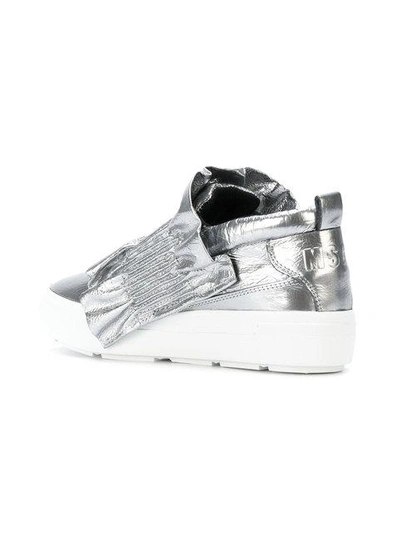 Shop Msgm Ruffle Detail Sneakers In Metallic