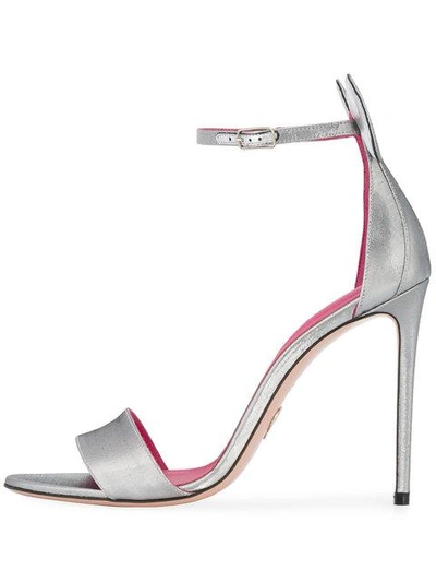 Shop Oscar Tiye Silver Minnie 120 Leather Sandals - Metallic