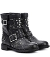 JIMMY CHOO YOUTH EMBELLISHED LEATHER ANKLE BOOTS,P00277111