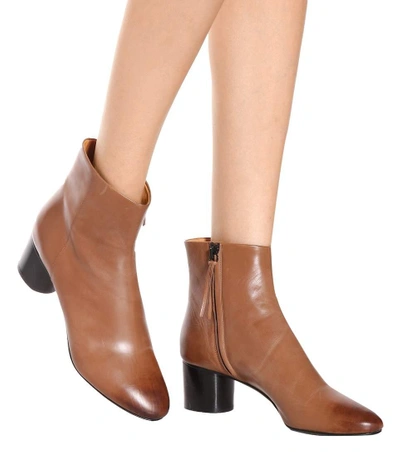 Shop Isabel Marant Danay Leather Ankle Boots In Brown
