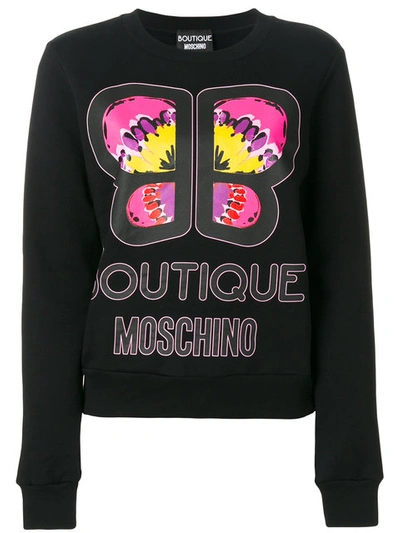 Boutique Moschino Butterfly Logo Sweatshirt In Black