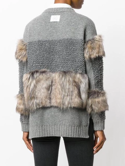 Shop Stella Mccartney Fur Free Knit Sweater - Grey