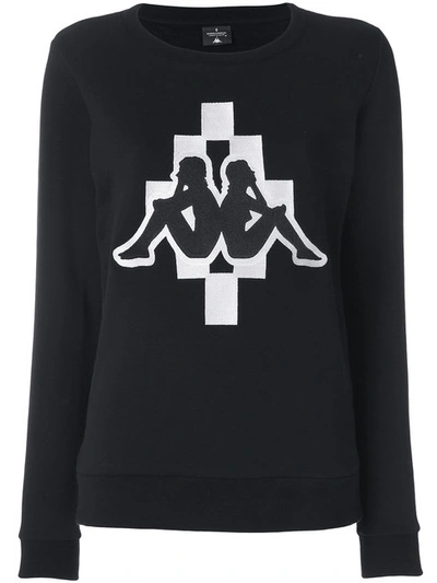 Marcelo Burlon County Of Milan Marcelo Burlon X Kappa Crewneck Black Sweater