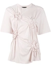 Simone Rocha Ruched Flower T-shirt In Pink/purple