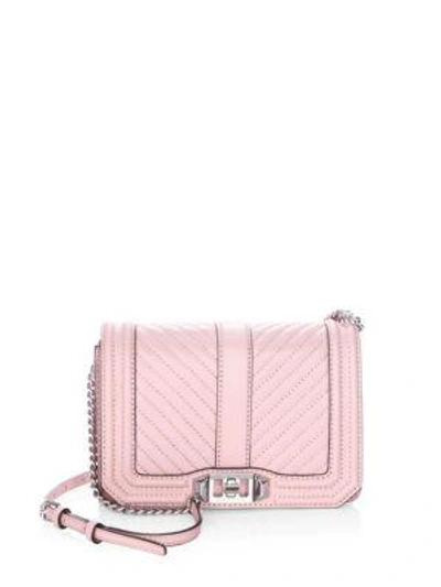 Shop Rebecca Minkoff Chevron Quilted Leather Crossbody Bag In Vintage Pink