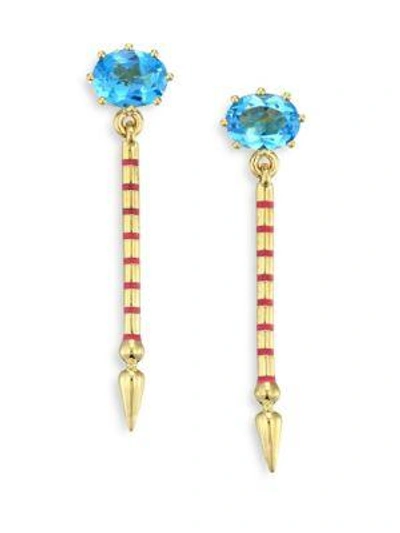 Shop Sarah Hendler Shirley Blue Topaz & 18k Yellow Gold Single Spear Earrings