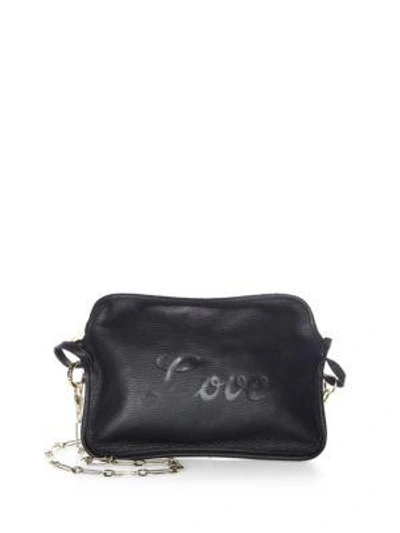 Edie Parker Amy Love Leather Convertible Clutch In Black