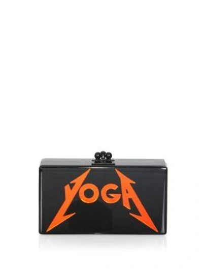 Edie Parker Jean Yoga Box Clutch In Black