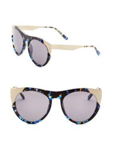 Shop Smoke X Mirrors Zoubisou, 49mm, Round Sunglasses In Blue