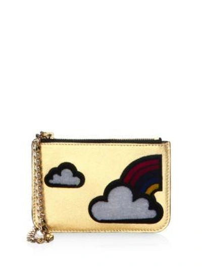 Les Petits Joueurs Zip Leather Key Holder In Gold
