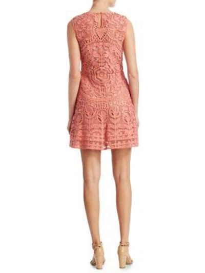 Shop Red Valentino Macrame Cotton Shift Dress In Rose