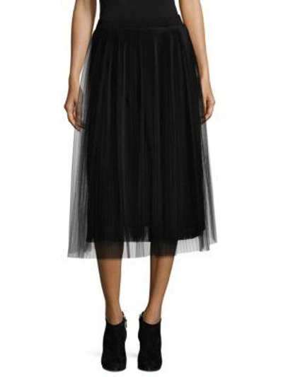 Fuzzi Tulle A-line Midi Skirt In Black