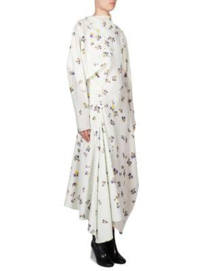 Shop Acne Studios Floral Cotton Wrap Dress In White
