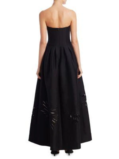 Shop Halston Heritage Strapless Floor-length A-line Gown In Black/cream