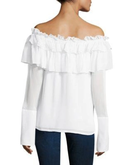 Shop Opening Ceremony Crinkle Chiffon Silk Off-the-shoulder Blouse In White