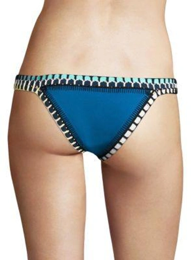 Shop Kiini Embroidered Bikini Bottom In Blue