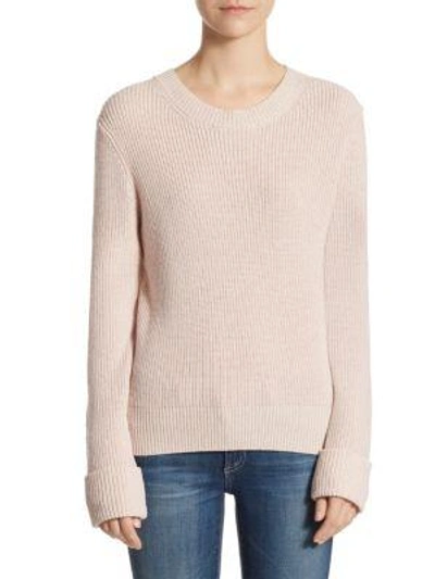 Theory Ribbed Sweater In Pale Pink Ivory